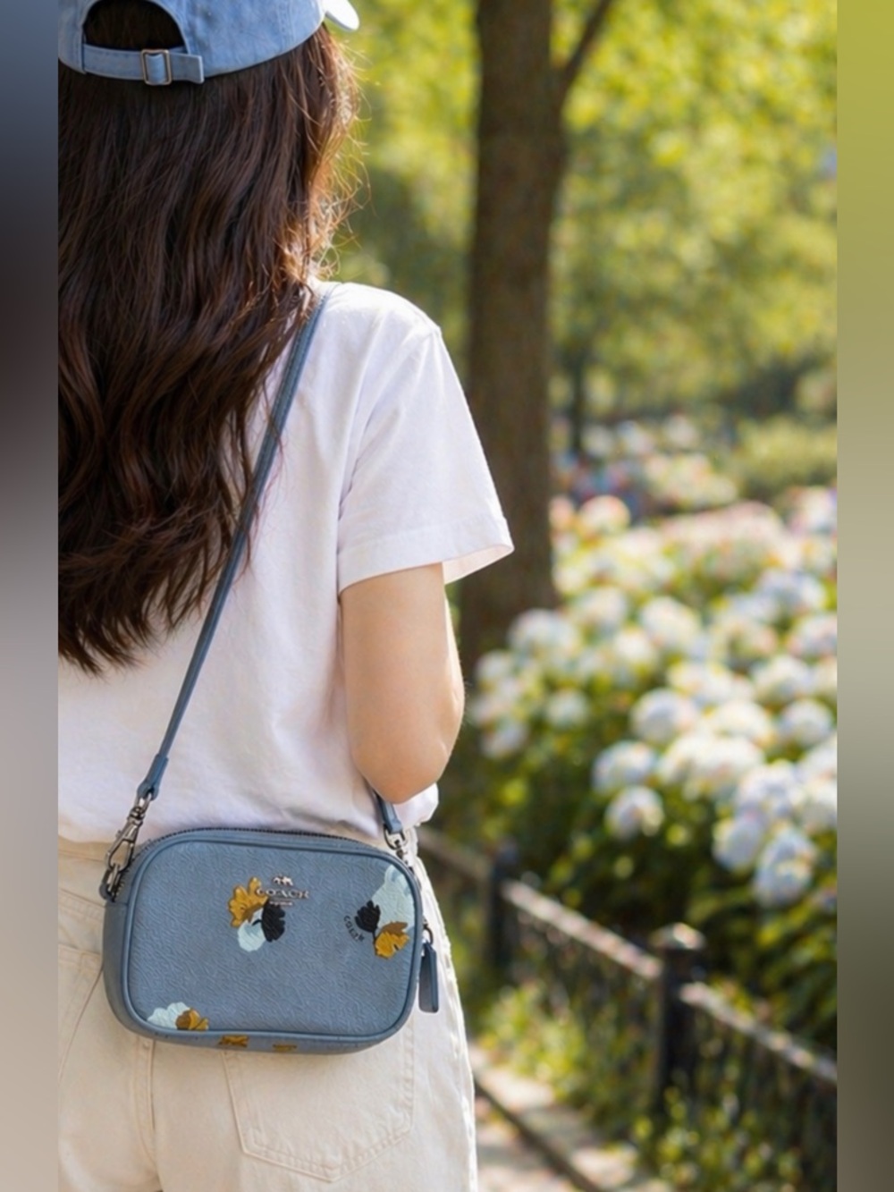 Coach Light Blue Floral Leather Crossbody Bag - Picture 9 of 9